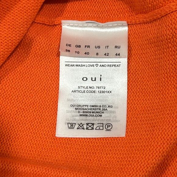 🍁Oui Viscose Cotton Blend 3/4 Sleeve Crew Neck Sweater Top Orange Minimalist 8 - Picture 9 of 14